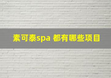 素可泰spa 都有哪些项目